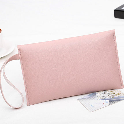 Vintage Pink Synthetic Leather Wallet Stylish Women's Handheld Strap Wristlet with Magnetic Lock High Quality Trendy and Compact