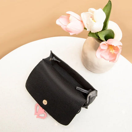 Cartoon Heart Shoulder Bag Button Closure Synthetic Leather Casual Style White Color Perfect Mini Bag for Fashionable Women