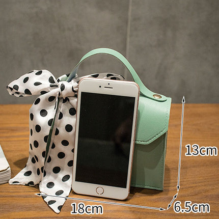 Polka Dots Print Bow Design Chain Strap Handle Magnetic Button Closure Women Handbags