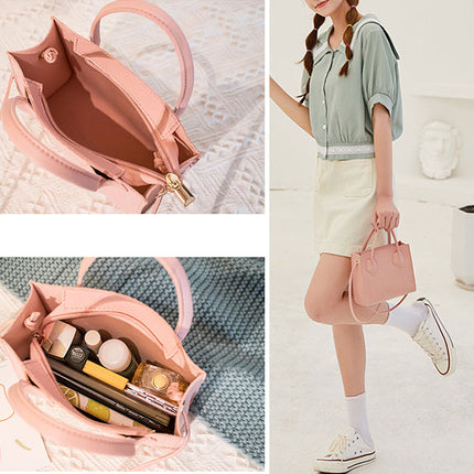 Shoulder Strap Crocodile Pattern Small Bags Women Fashion Office Mini Handbag - Pink