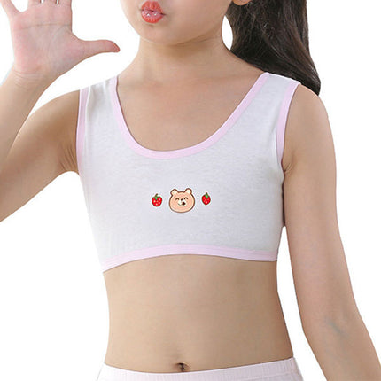 Summer Print Teen Inner Wear First Bra Crop Top Starter Teenager Bra - 8-14 Years - White Pink