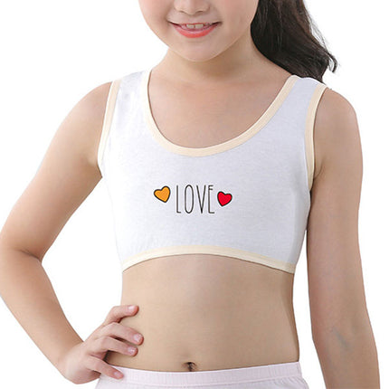 Summer Print Teen Inner Wear First Bra Crop Top Starter Teenager Bra - 8-14 Years - White Yellow