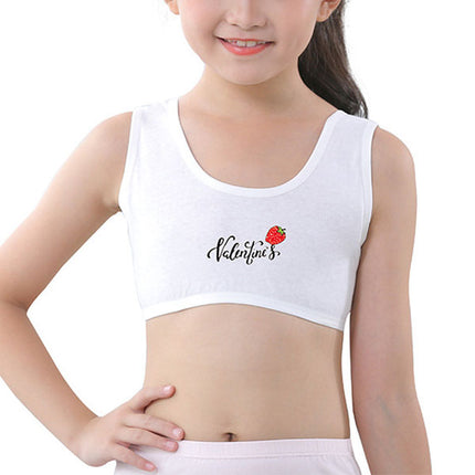 Summer Letters Print Teen Inner Wear First Bra Crop Top Starter Teenager Bra - 8-14 Years - White