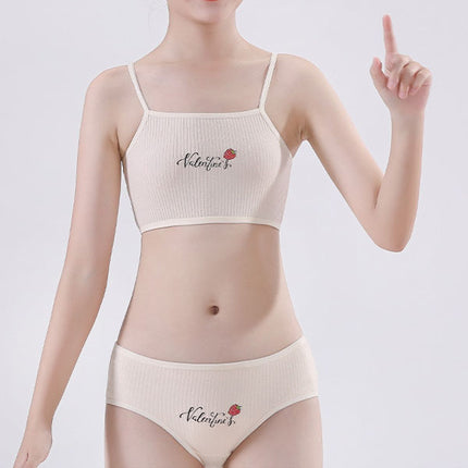 Spaghetti Strap Soft Fabric Two Pieces Summer Inner Undergarments 2 Pcs Set For Girl Teenagers 8-15 Years