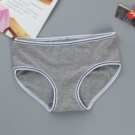 Soft Fabric Elastic Waist Panty High-Quality French Cut Teen Girls Underwear 8-15 Years - Gray