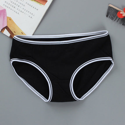 Soft Fabric Elastic Waist Panty High-Quality French Cut Teen Girls Underwear 8-15 Years - Black