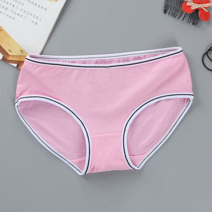 Soft Fabric Elastic Waist Panty High-Quality French Cut Teen Girls Underwear 8-15 Years - Pink