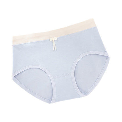 Elastic Waist Bow Patched Summer Thin Soft Fabric Women Underwear - Sky Blue