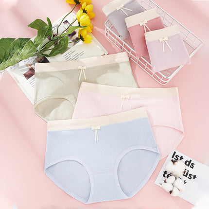 Elastic Waist Bow Patched Summer Thin Soft Fabric Women Underwear - Sky Blue