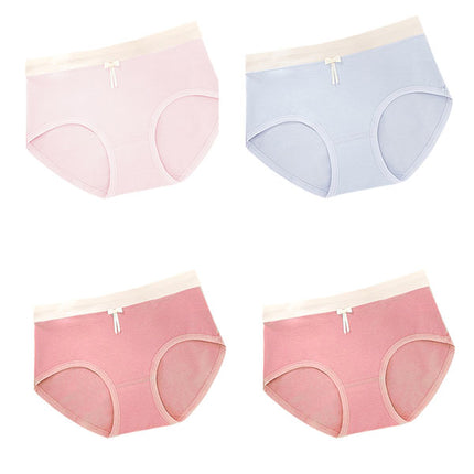 Elastic Waist Bow Patched Summer Thin Soft Fabric Women Underwear - Sky Blue