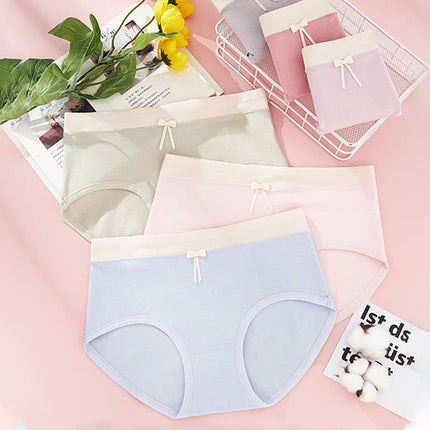 Elastic Waist Bow Patched Summer Thin Soft Fabric Women Underwear - Sky Blue