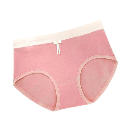 Elastic Waist Bow Patched Summer Thin Soft Fabric Women Underwear - Peach pink