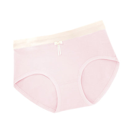 Elastic Waist Bow Patched Summer Thin Soft Fabric Women Underwear - Light Pink