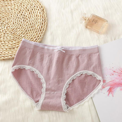 Lace Patched Summer Thin Fabric Women Underwear - Bean Paste