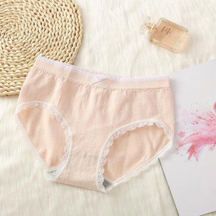 Lace Patched Summer Thin Fabric Women Underwear - Beige