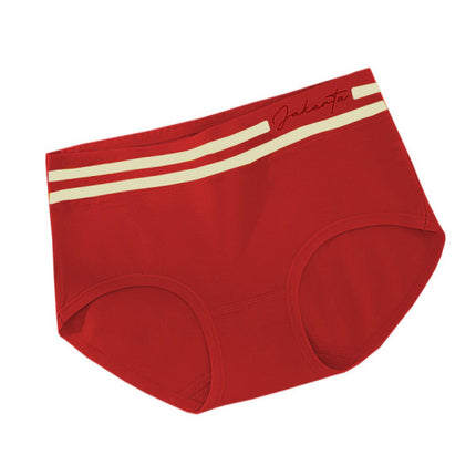 Stripe Patched Summer Thin Fabric Girls Wear Elastic Panty  - Red