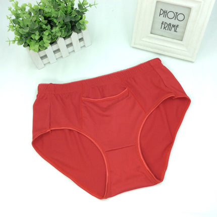 Plain Seamless Fabric Comfortable Wear With Pocket Panty  Women Underwear - Red