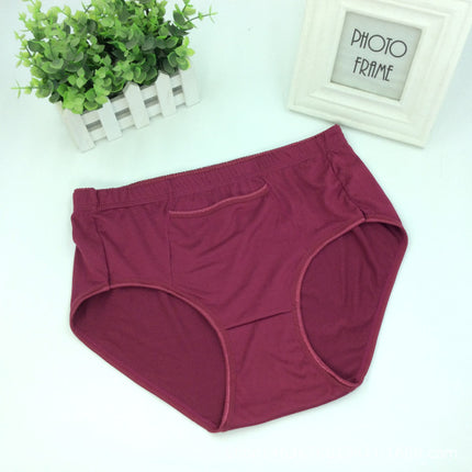 Plain Seamless Fabric Comfortable Wear With Pocket Panty  Women Underwear - Maroon