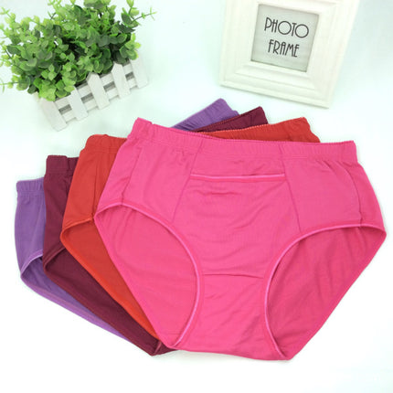 Plain Seamless Fabric Comfortable Wear With Pocket Panty  Women Underwear - Maroon