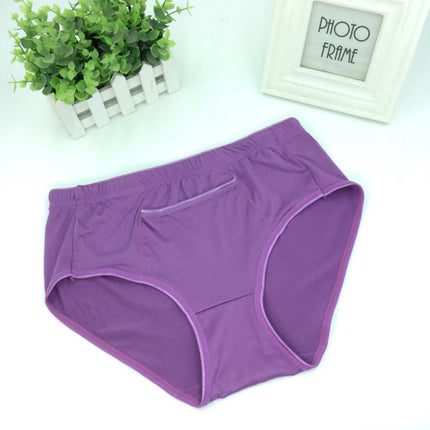 Plain Seamless Fabric Comfortable Wear With Pocket Panty  Women Underwear - Purple