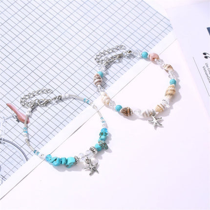 Beach Chic Silver Plated Sea Shell Anklets with Star Fish Pendant A Must-Have Accessory for Fashionable Women!