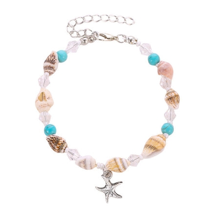 Beach Chic Silver Plated Sea Shell Anklets with Star Fish Pendant A Must-Have Accessory for Fashionable Women!