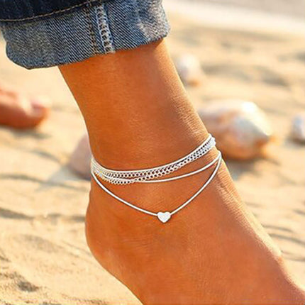 Stylish Silver Plated Braid Anklets Fashionable Women's Beach Wear Jewelry for Casual and Party Occasions made of Metal