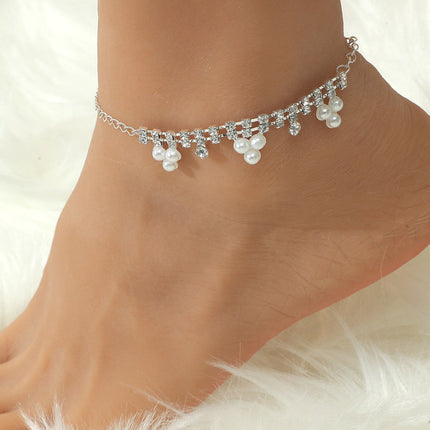 Silver Boho Style Pearl Anklet for Women Perfect for Summer Beach Parties and Casual Home Wear