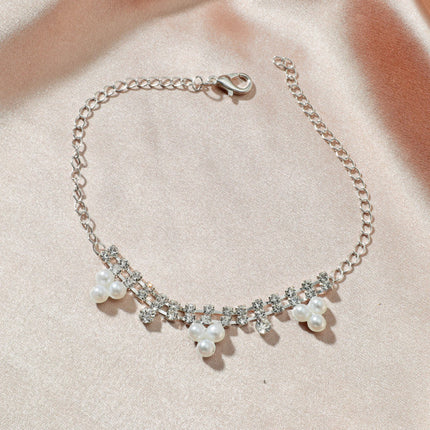 Silver Boho Style Pearl Anklet for Women Perfect for Summer Beach Parties and Casual Home Wear