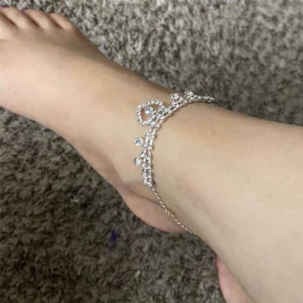 Sparkling Crystal Silver Plated Anklets An Exquisite Fashion Accessory for Women Perfect for Parties Casual Wear and Summer Fun