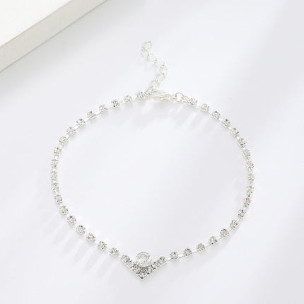 Shimmering Silver Crystal Anklet for Women Perfect for Weddings Parties and Casual Wear Fashionable Metal Jewelry with Crystal Embellishment and Hook Closure