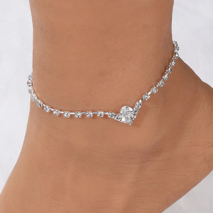 Radiant Silver Crystal Anklet for Women Summer Fashion Rhinestone Decorative Boho Style Jewelry Perfect for Parties or Casual Home Wear