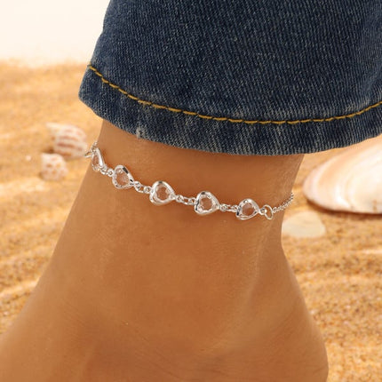 Metal Heart Anklet Stylish Women's Beach Wear for Summer Perfect for Parties Fashionable and Casual Jewelry for Girls