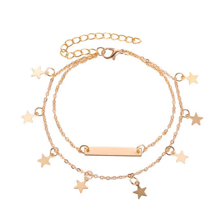 Golden Beach Style Double Layer Anklet for Fashionable Women