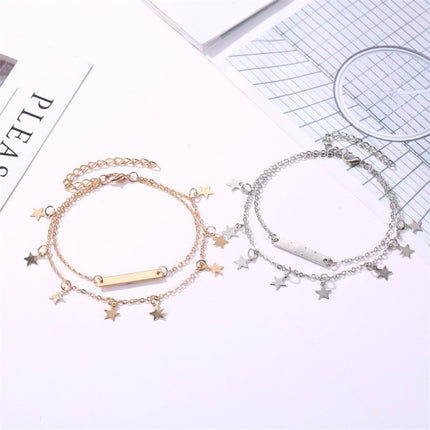 Golden Beach Style Double Layer Anklet for Fashionable Women