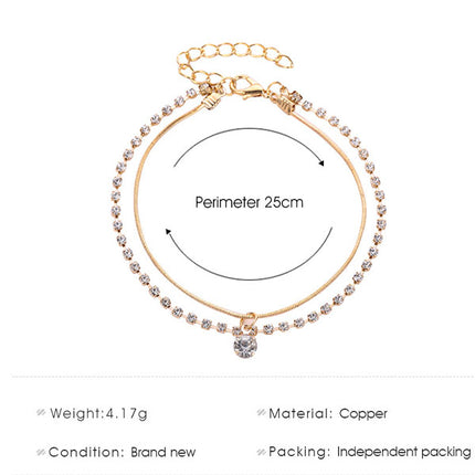 Sparkling Crystal Gold Plated Double Layer Anklets for Women Perfect for Beach Wear Parties and Casual Home Wear