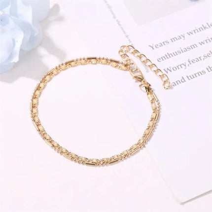 Golden Double Layer Beach Anklet Stylish Women's Jewelry for Summer Fashion Party Casual and Home Boho Inspired Multi-Occasion Wear