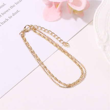 Golden Double Layer Beach Anklet Stylish Women's Jewelry for Summer Fashion Party Casual and Home Boho Inspired Multi-Occasion Wear