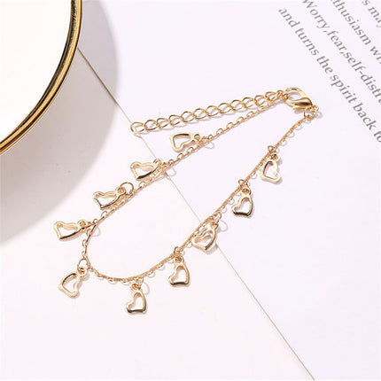 Golden Heart Anklets Stylish Hypoallergenic Metal Anklets for Women Perfect for Summer Parties Beach Wear and Casual Home wear.