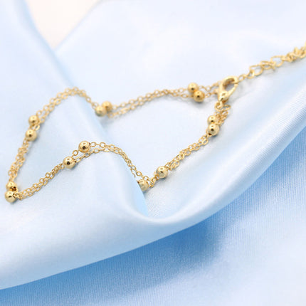 Golden Glamour Double Layered Boho Style Anklets Perfect for Summer Fashion Parties and Casual Wear Metal Hook Closure