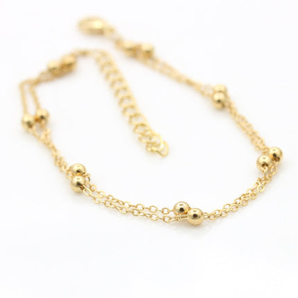 Golden Glamour Double Layered Boho Style Anklets Perfect for Summer Fashion Parties and Casual Wear Metal Hook Closure