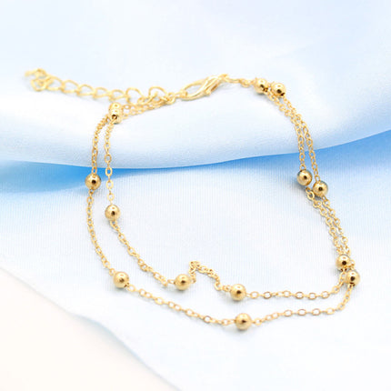 Golden Glamour Double Layered Boho Style Anklets Perfect for Summer Fashion Parties and Casual Wear Metal Hook Closure