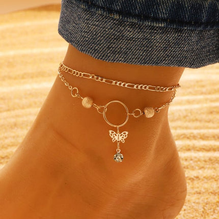 Golden Butterfly Anklets Stylish Versatile and Fashionable Metal Jewelry for Women. Perfect for Parties Casual Outings and Boho Fashion.