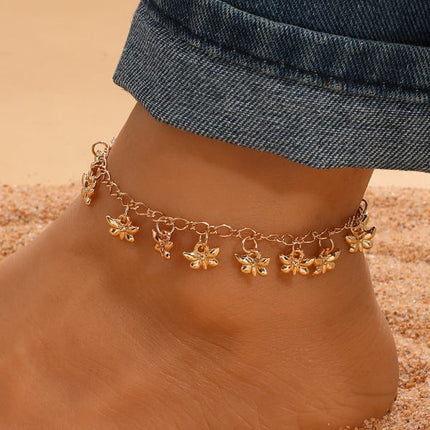 Golden Butterfly Anklet Fashionable and Versatile Women's Jewelry for Parties Casual Wear and Home Decor featuring a Beautiful Braided Design and Easy Hook Closure. Elevate your Summer Style with this Boho-inspired Anklet!