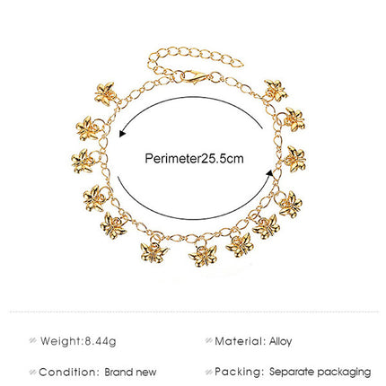 Golden Butterfly Anklet Fashionable and Versatile Women's Jewelry for Parties Casual Wear and Home Decor featuring a Beautiful Braided Design and Easy Hook Closure. Elevate your Summer Style with this Boho-inspired Anklet!