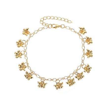 Golden Butterfly Anklet Fashionable and Versatile Women's Jewelry for Parties Casual Wear and Home Decor featuring a Beautiful Braided Design and Easy Hook Closure. Elevate your Summer Style with this Boho-inspired Anklet!