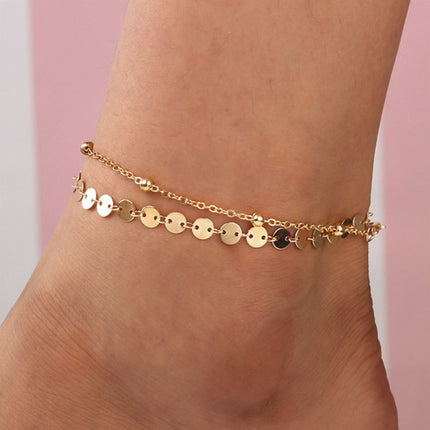 Golden Double Layered Hook Closure Anklets for Women Perfect Party Fashion Casual Home Wear. Elevate your Summer Style with this Boho Multi-Occasion Jewelry!