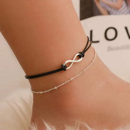 Infinite Beauty Silver Plated Double Layer Bohemian Style Anklet for Women