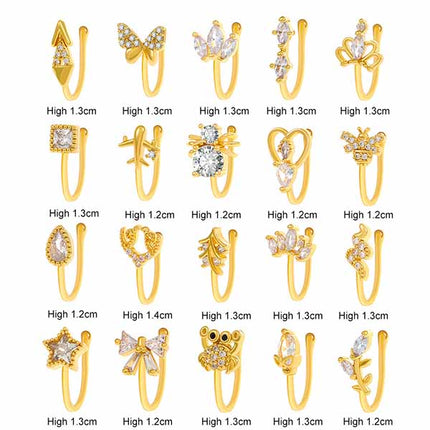 Golden Crystal Bug Nose Ring Stylish Easy-to-Wear Women\'s Fashion Jewelry with Metal Perfect for Parties!