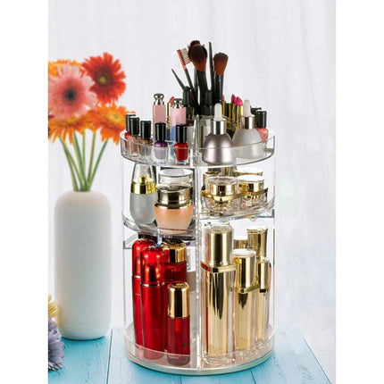 Versatile Transparent Acrylic Makeup Organizer 360 Rotating Detachable Storage Rack for Jewelry Cosmetics and More!